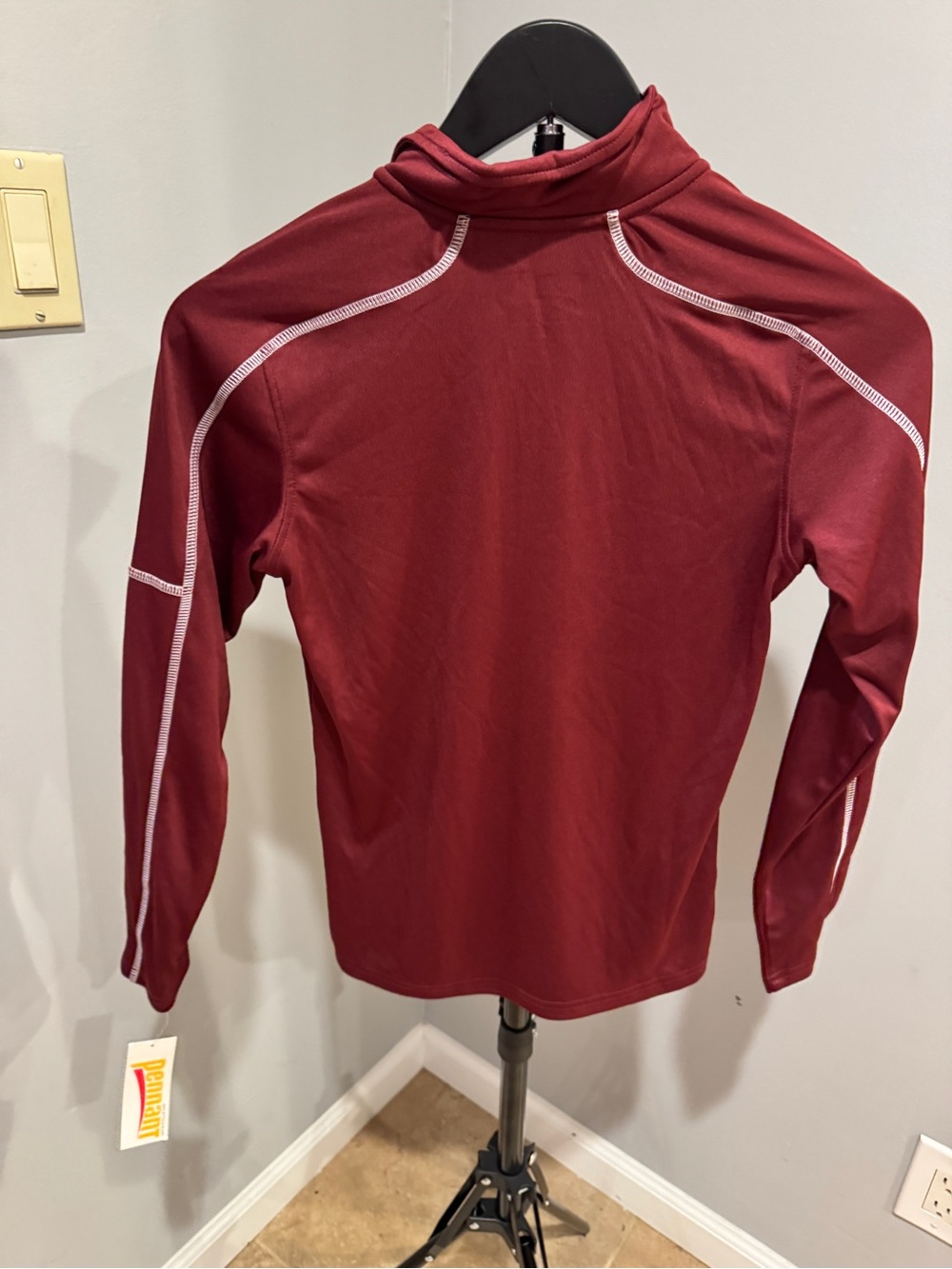 Pennant Youth Long-Sleeve Quarter-Zip Top in Maroon - Picture 2 of 3